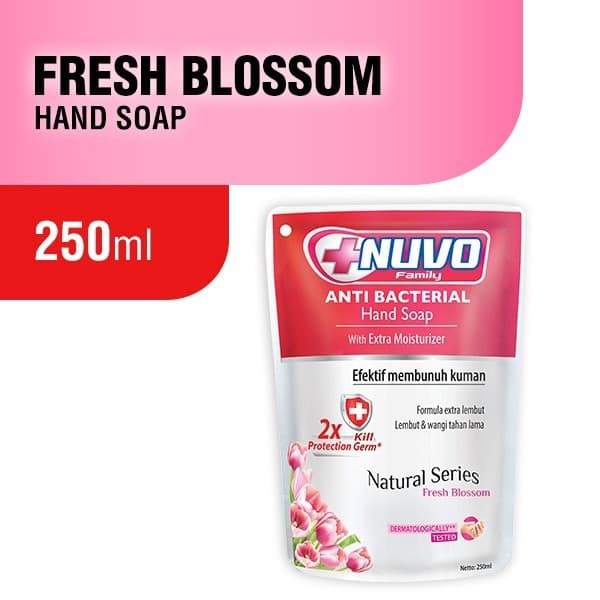 Sabun Cuci Tangan Nuvo Hand Soap Hand Wash Refill POUCH 250ml Ready 250 ml Icy Splash Fresh Blossom