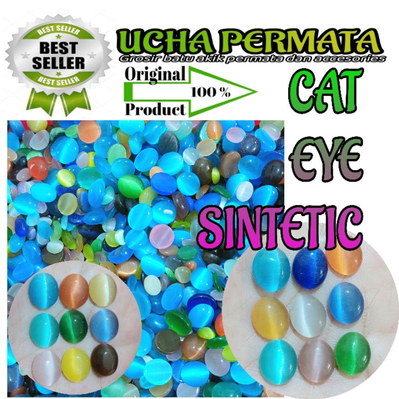 Batu akik cat eye mata kucing sintetic cat eye hitam hijau kuning merah biru dll