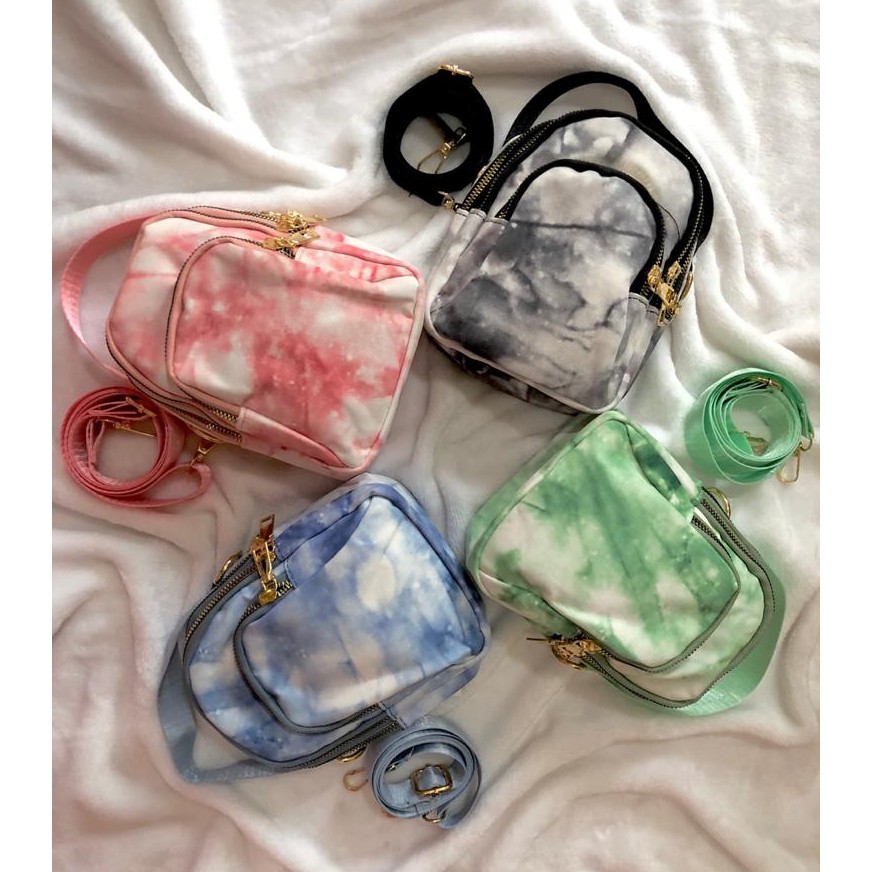TAS WANITA SLEMPANG Import VERTICAL TIE DYE Selempang Mini TIEDYE Kecil Anti Air Nilon Parasut A
