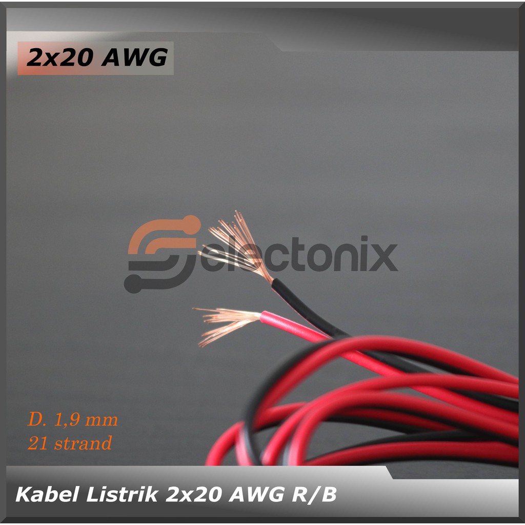 Kabel Listrik 2 x 20 AWG | Merah/Hitam [1m]