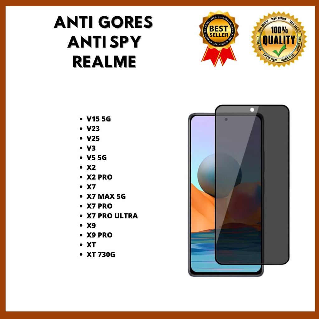 TG ANTI SPY / ANTI PRIVACY - REALME V15 5G-V23-V25-V3-V5 5G-X2-X2 PRO-X7-X7 MAX 5G-X7 PRO-X7 PRO ULTRA-X9-X9 PRO-XT-XT 730G