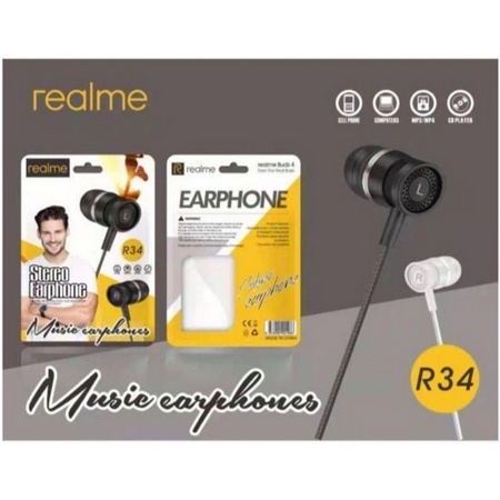 Headset Realme R-34 Buds Extra Bass Music Earphone