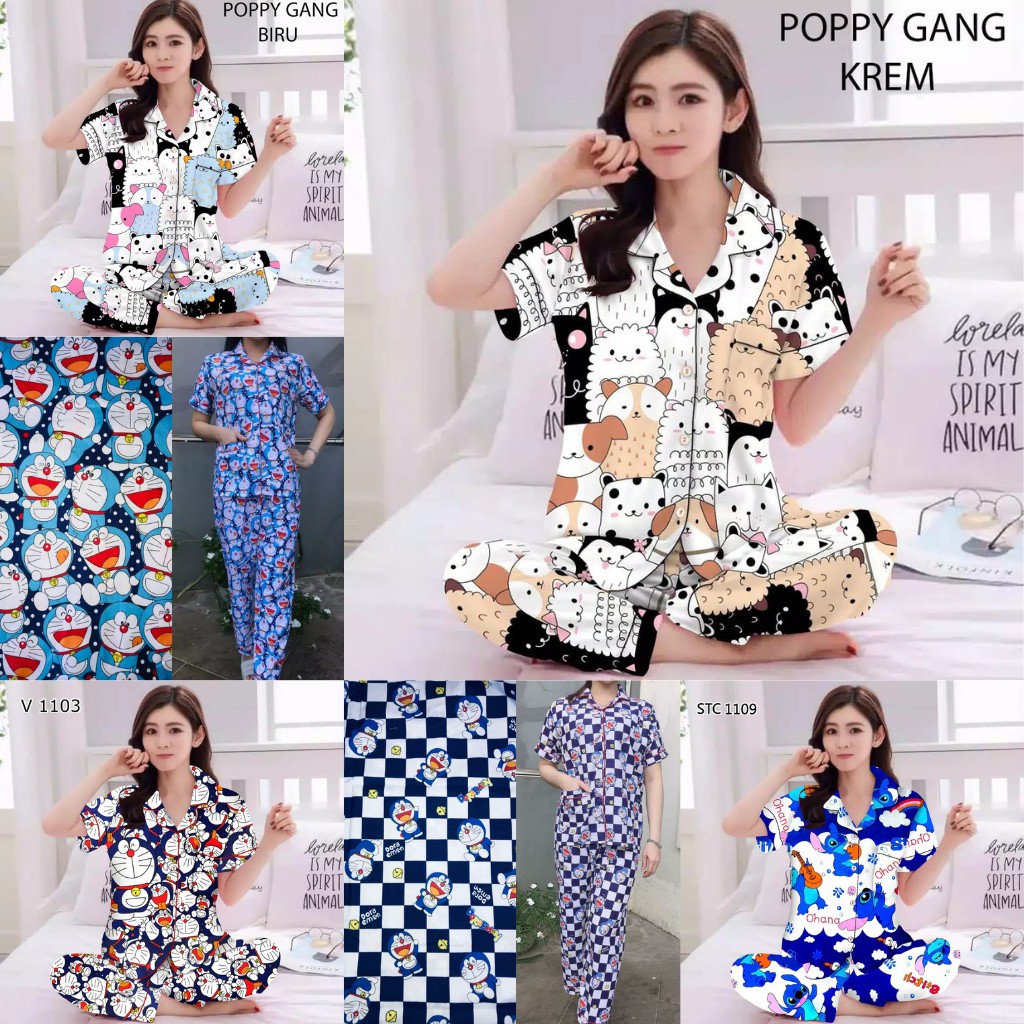 BJ - PIYAMA CP WANITA KARAKTER - Motif Karakter Kartun - Baju Tidur Wanita Murah Lengan Pendek