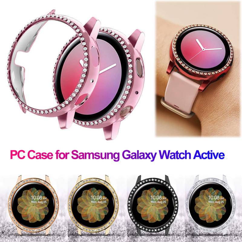 Hard Case Cover Pelindung Smartwatch Bumper Hias Berlian Mewah Untuk Samsung Galaxy Active