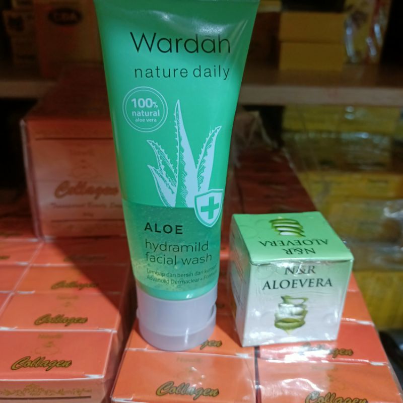 Paket 2in1 Face Wash Wardah Aloevera+Cream Aloevera