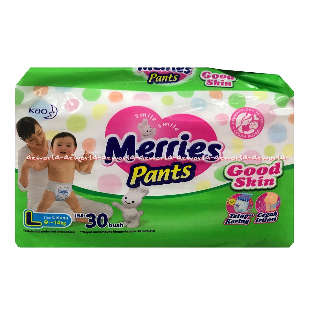 Merries Pants L Isi 30 diapers celana dari bahan berkualitas dan berdaya serap tinggi L30