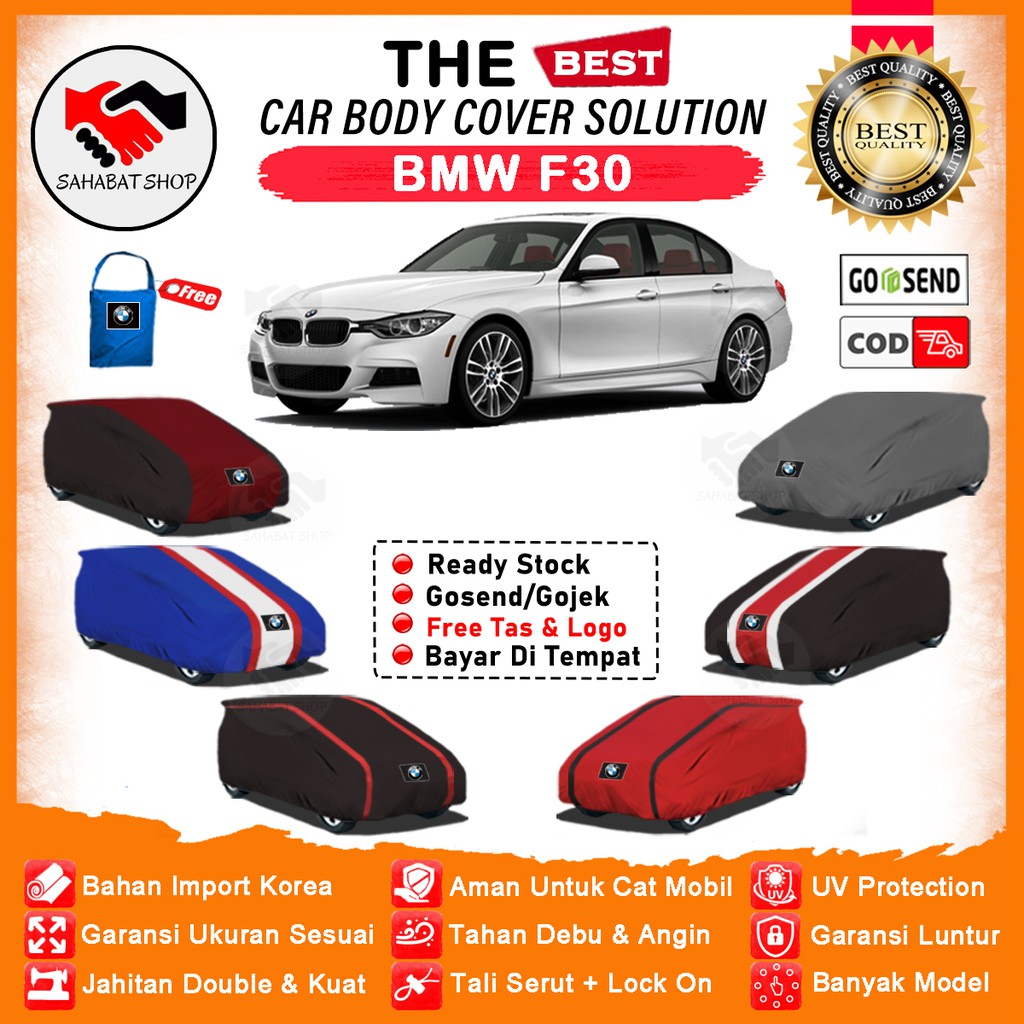 Sahabat Body Cover Mobil Sedan BMW F30 / Sarung Penutup BMW F-30 Outdoor / Selimut Mantel Tutup Pelindung Pembungkus Jas Mantol Kerudung Kelambu Kerodong Terpal Bungkus Tutupan Mobil Sedan BMW F30  Waterproof Anti Air Model Orange