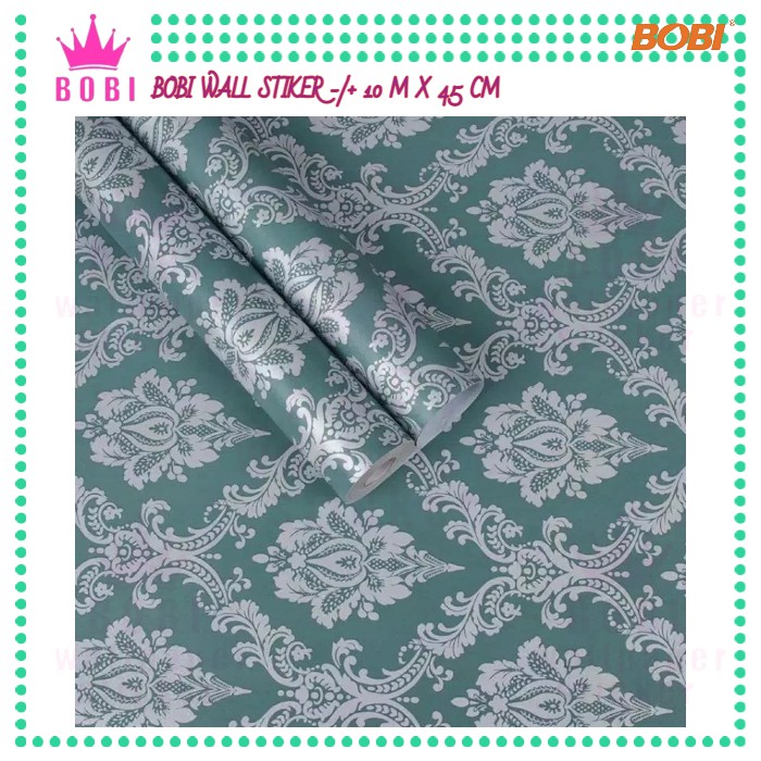 Wallpaper Sticker Motif Batik Hijau Putih 5275-1 Batik Hijau / Wallpaper New 2021 / Ukuran 9mx45cm