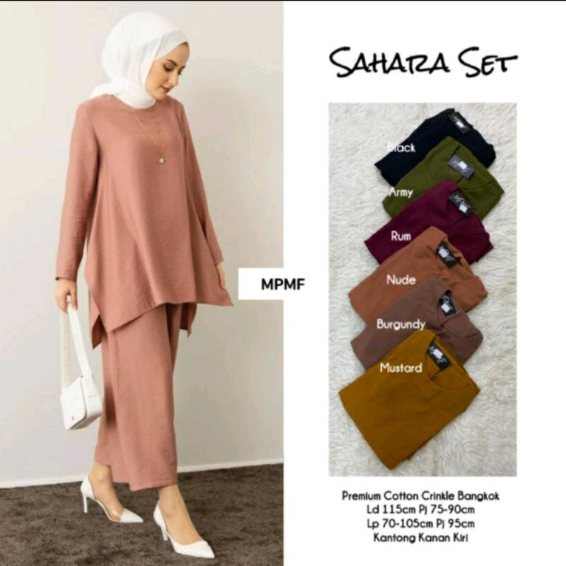 SAHARA SET MPMF / SETELAN RAYON CRINKLE/ BISA REQUEST WARNA