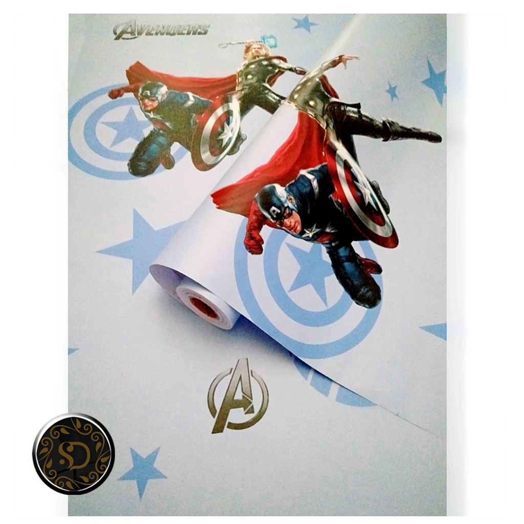 Karakter Avenger  Walpaper Dinding 10 Meter - Wallpaper Stiker Dinding 45CM x 10M - Anti Air