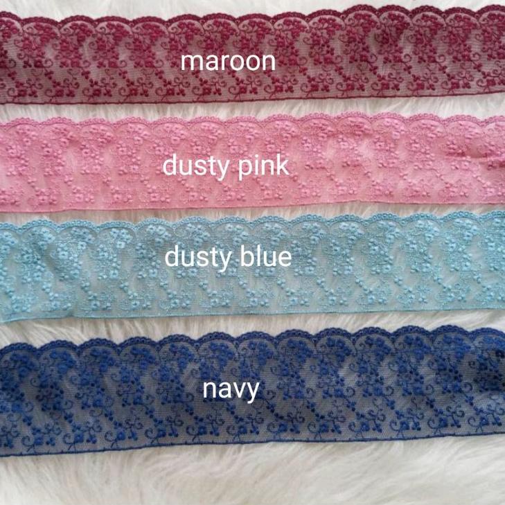 Stock New☄️ Renda tile bunga bordir rajut brokat tule thile katun baju mukena kebaya gamis meteran #