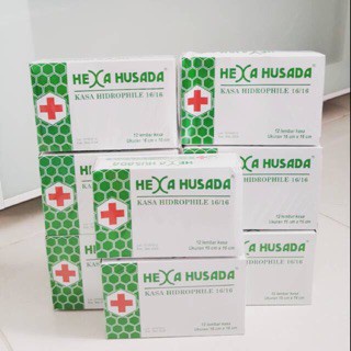 KASA HIDROFIL HEXA HUSADA BUNGA ROSE BR 16 X 16 CM Kain Kassa Box Hidrophile ISI 12 Hexahusada P3K