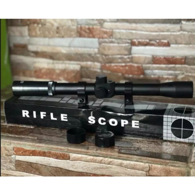 teleskop 4x20 dan peredam bushnell deluxe drat kuningan senyap