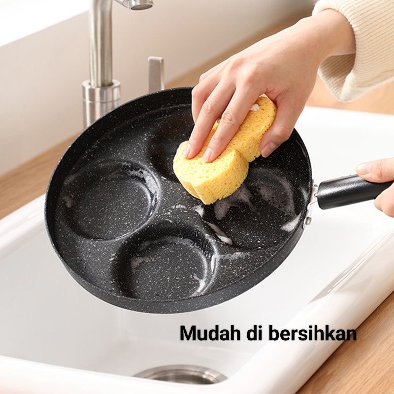 (COD) Panci Penggorengan Telur 4 Lubang / Cetakan Telur 4 lubang / Teflon Pancake