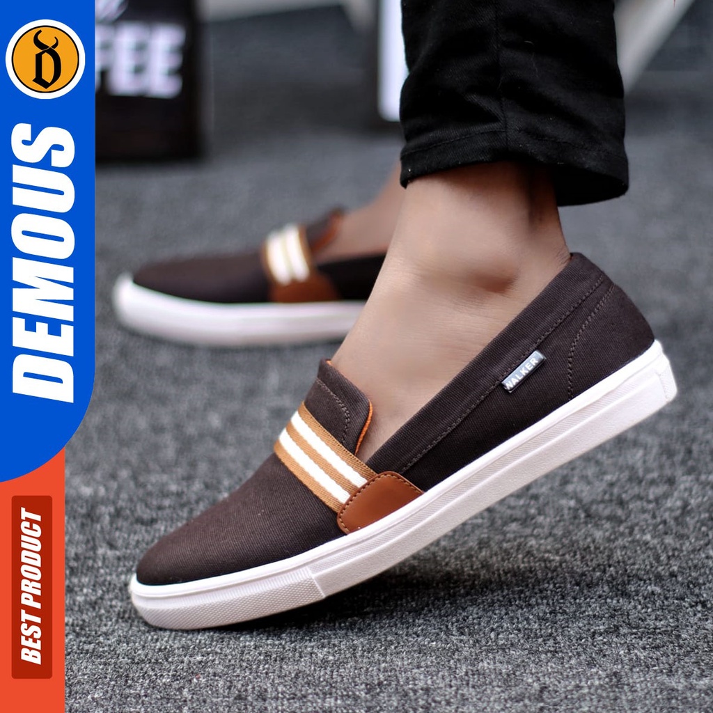 DEMOUS Kante - Sepatu Slip On Casual Slop Pria Kanvas