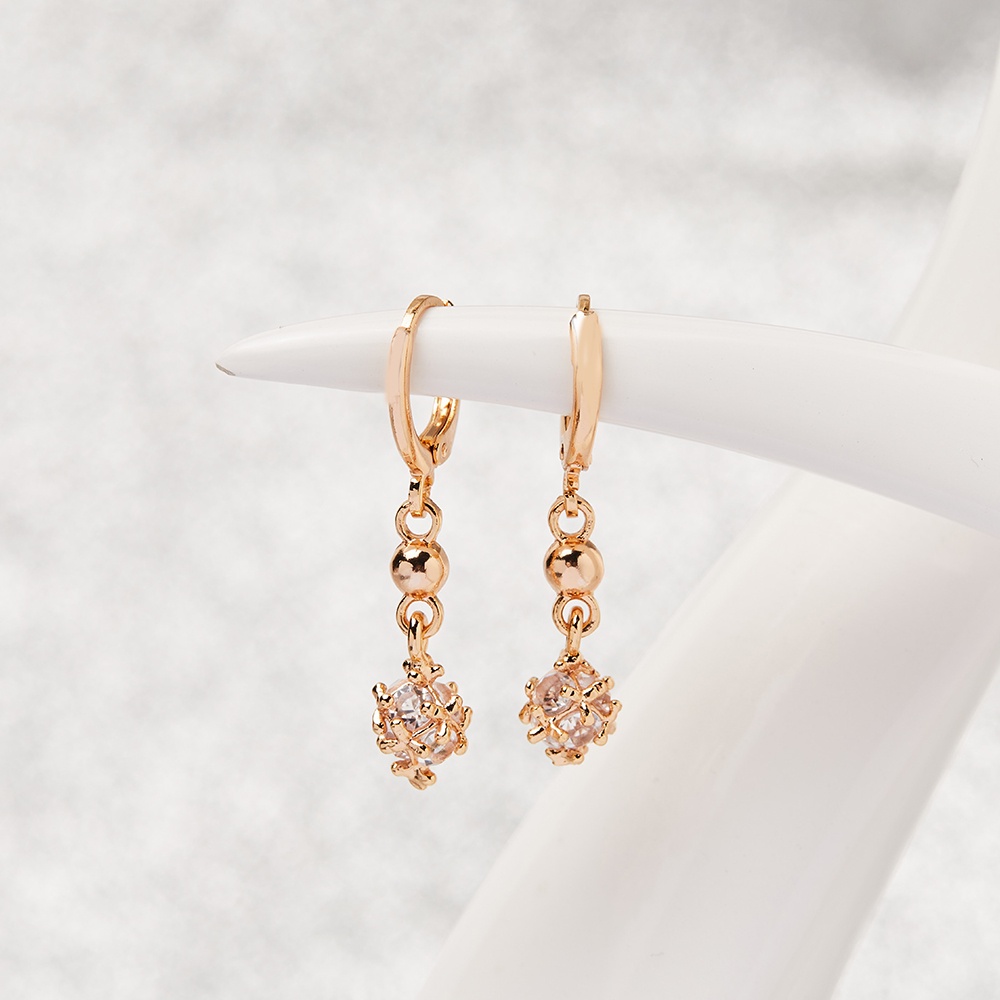 Y403 【COD】 Anting Permata Wanita Anting Titanium Bulat Bola Lapis Emas Anting Tusuk Anti Karat Korea Untuk Wanita-2