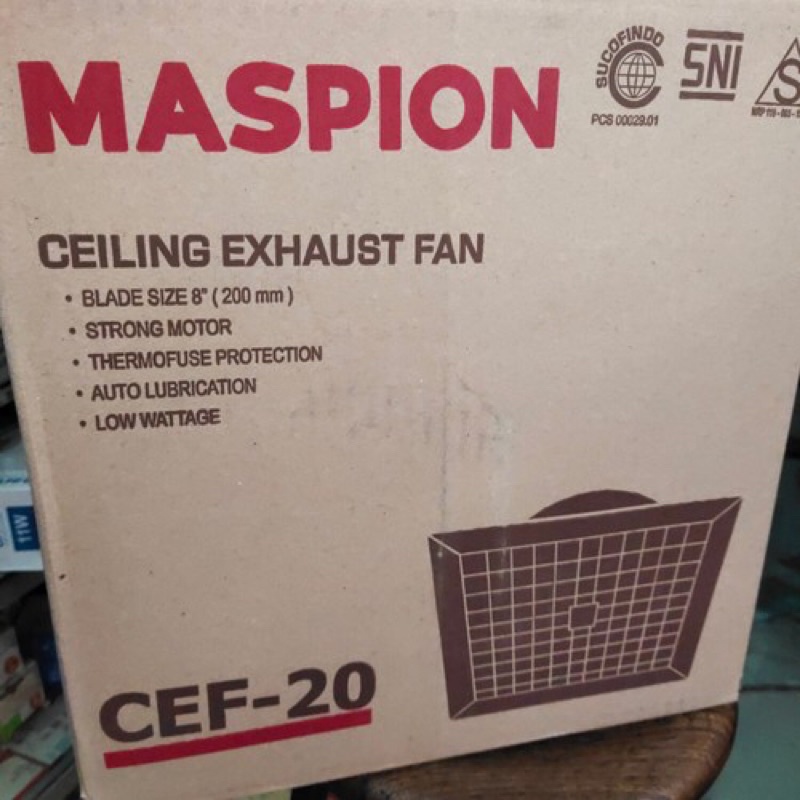 Maspion CEF20 CEF 20 Ceiling Exhaust Fan / Kipas Angin Plafon Hisap Kamar Mandi / Kamar Tidur 8&quot; Warna Putih