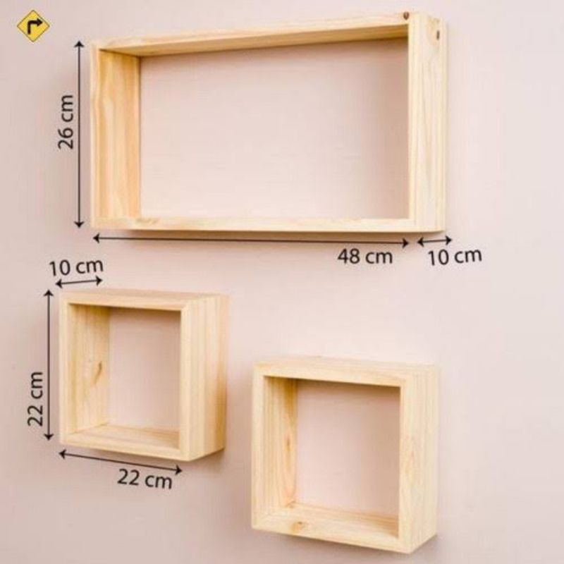 Rak Dinding Kayu Persegi Hiasan Dinding Rumah