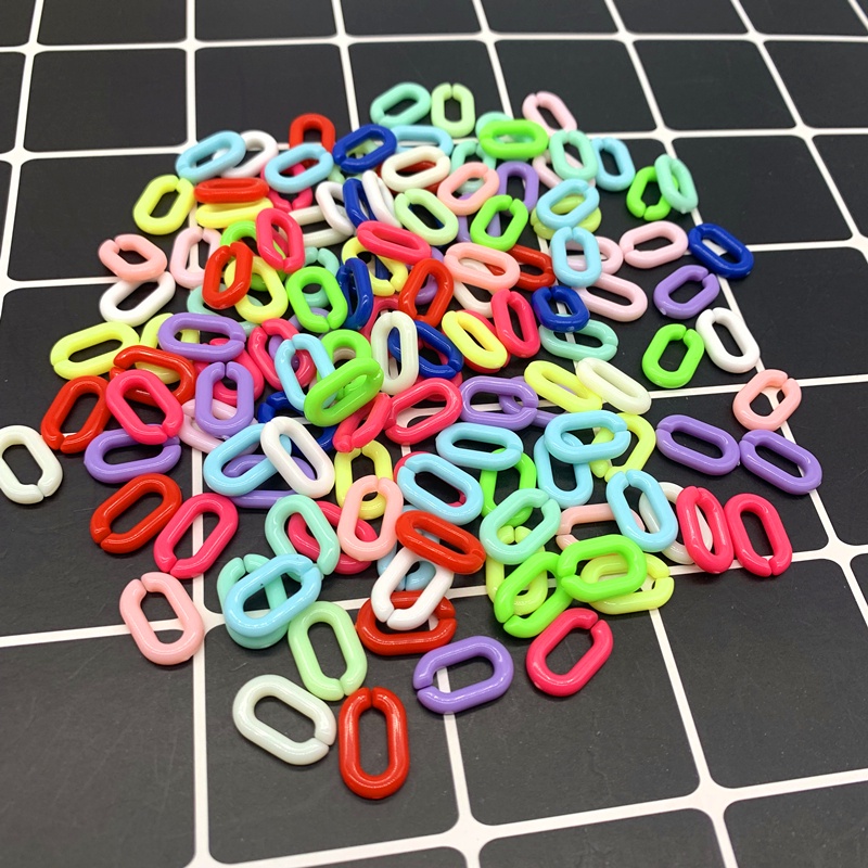 100pcs / Lot Rantai Link Akrilik 15x10mm Warna-Warni Untuk Membuat Perhiasan Kalung / Gelang