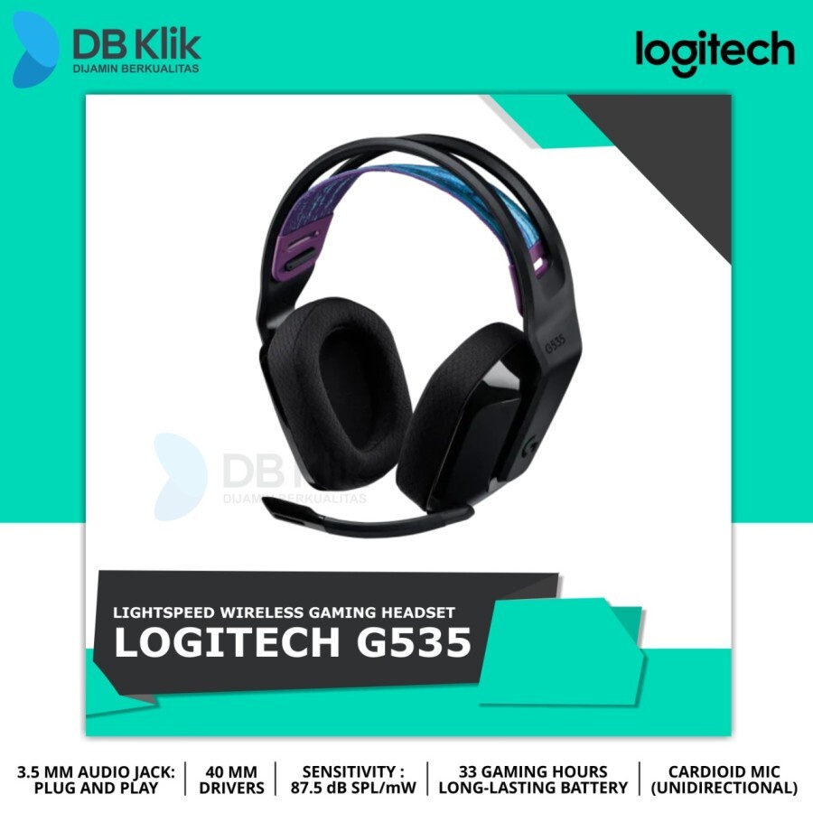 Headset Gaming Logitech G535 Lightspeed Wireless - 981-000973 - BLACK