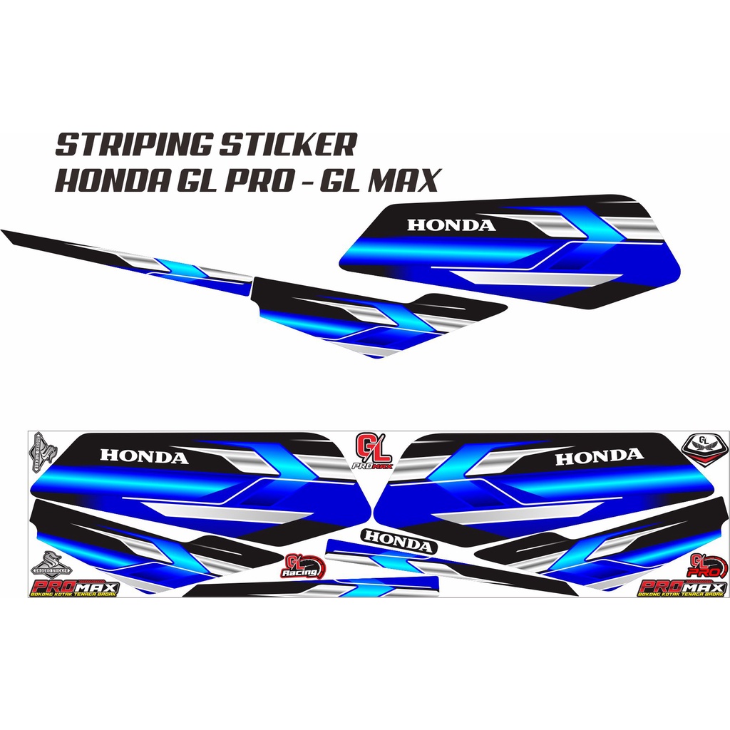 VARIASI STIKER STRIPING VARIASI MOTOR HONDA GL PRO GL MAX VARIASI BLUE TERBARU SIMPLE MOTIF BARU POL
