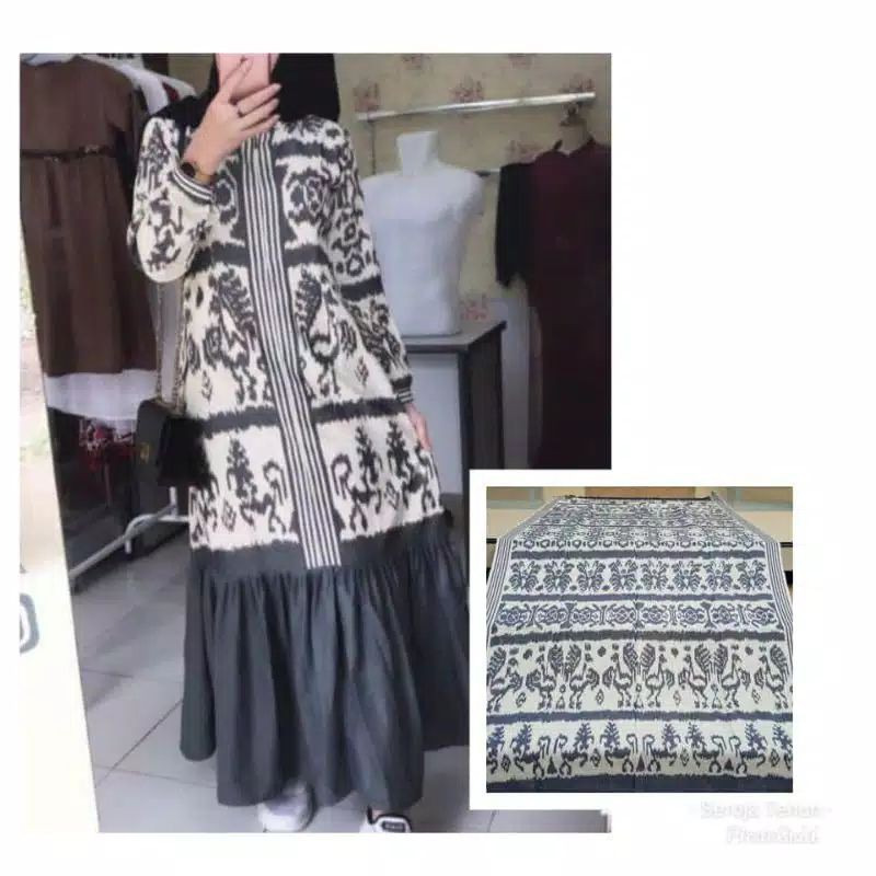Abaya tenunmix toyobo motif ayam
