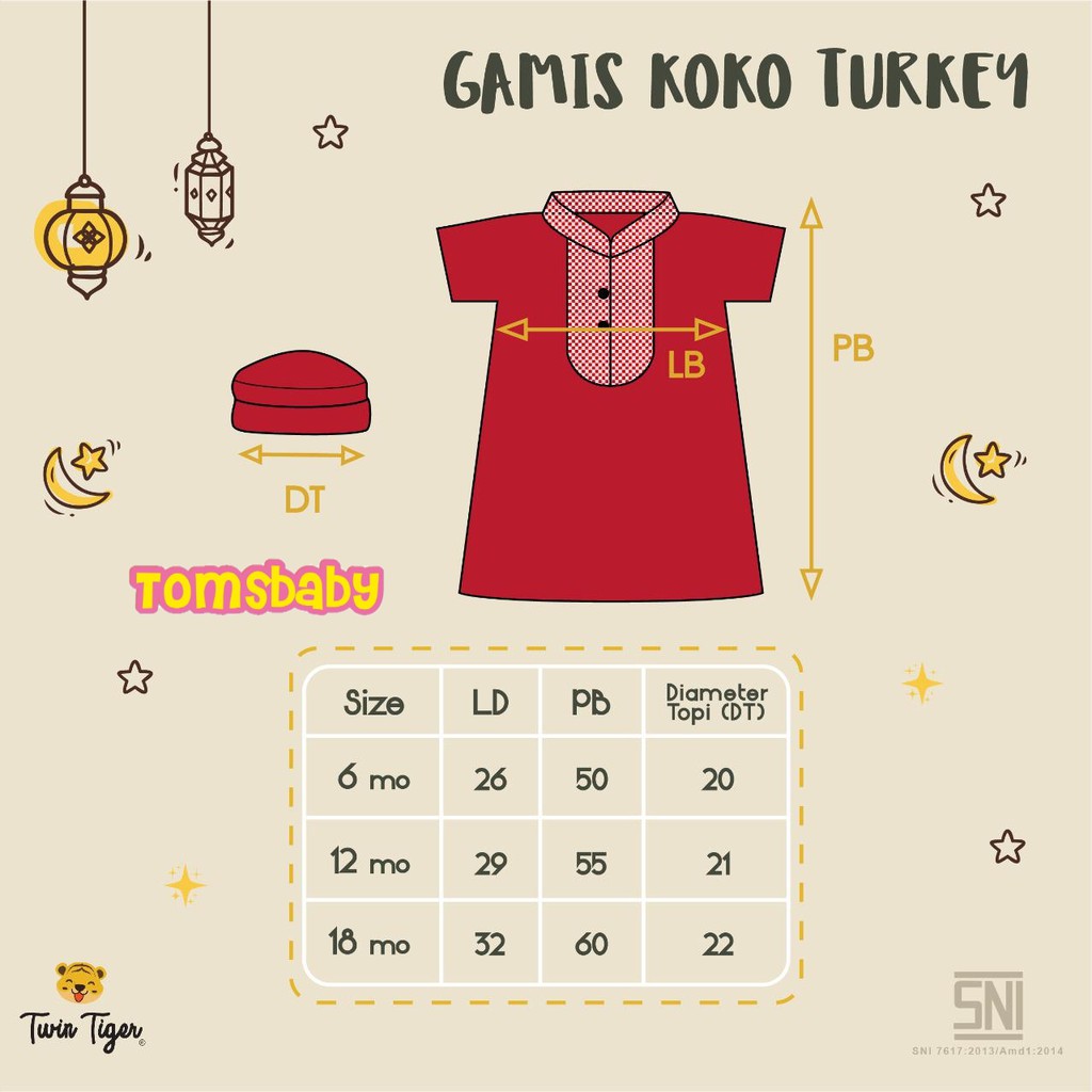 TWIN TIGER 1pcs Baju TURKEY Gamis Koko Baby (0-18bln)