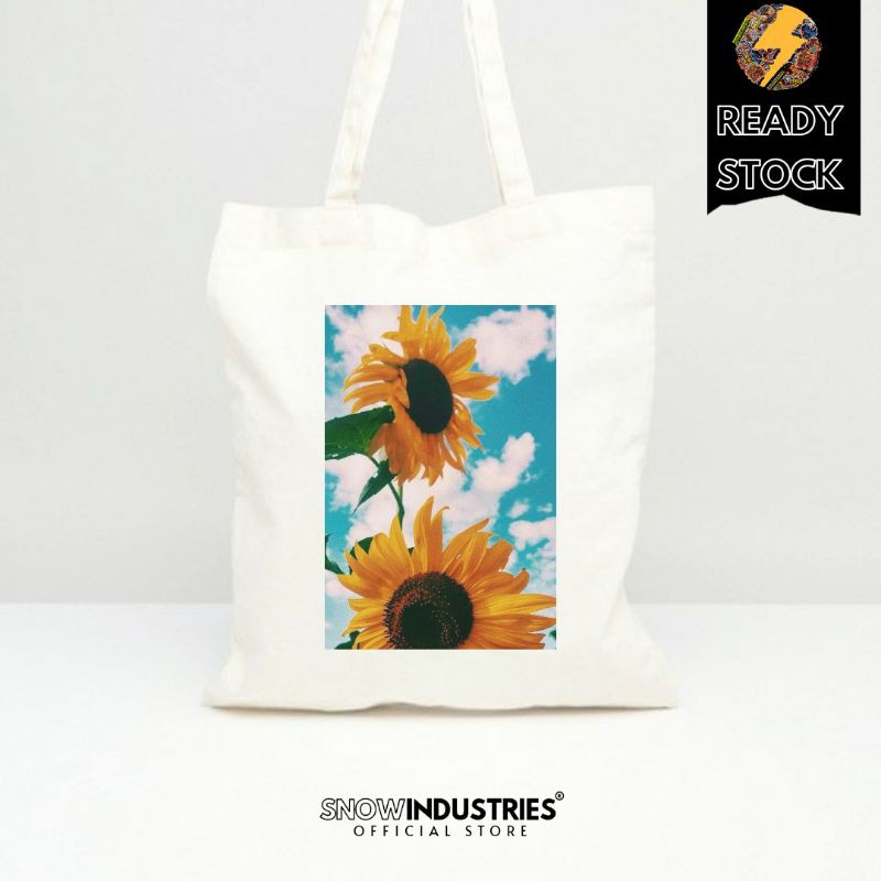 Tote Bag Wanita Pria Kanvas Premium Aisthetic Flower