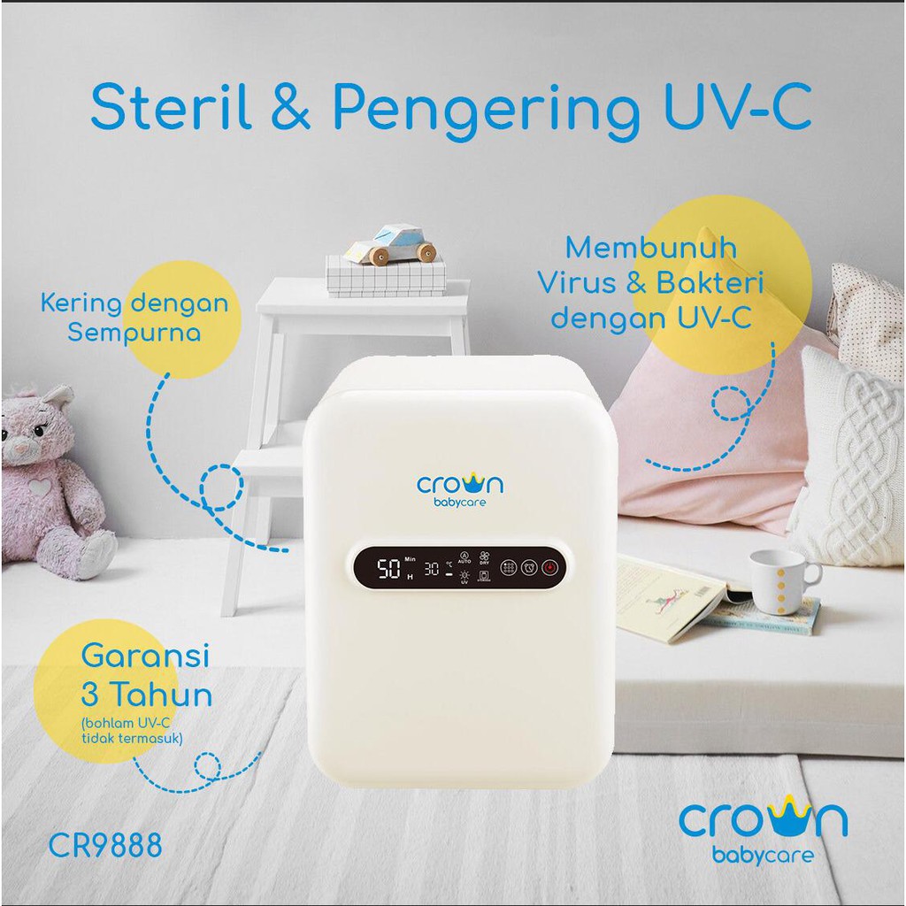 Crown steril dan pengering UV C Box With Dryer CR 9888 free bubble 8k