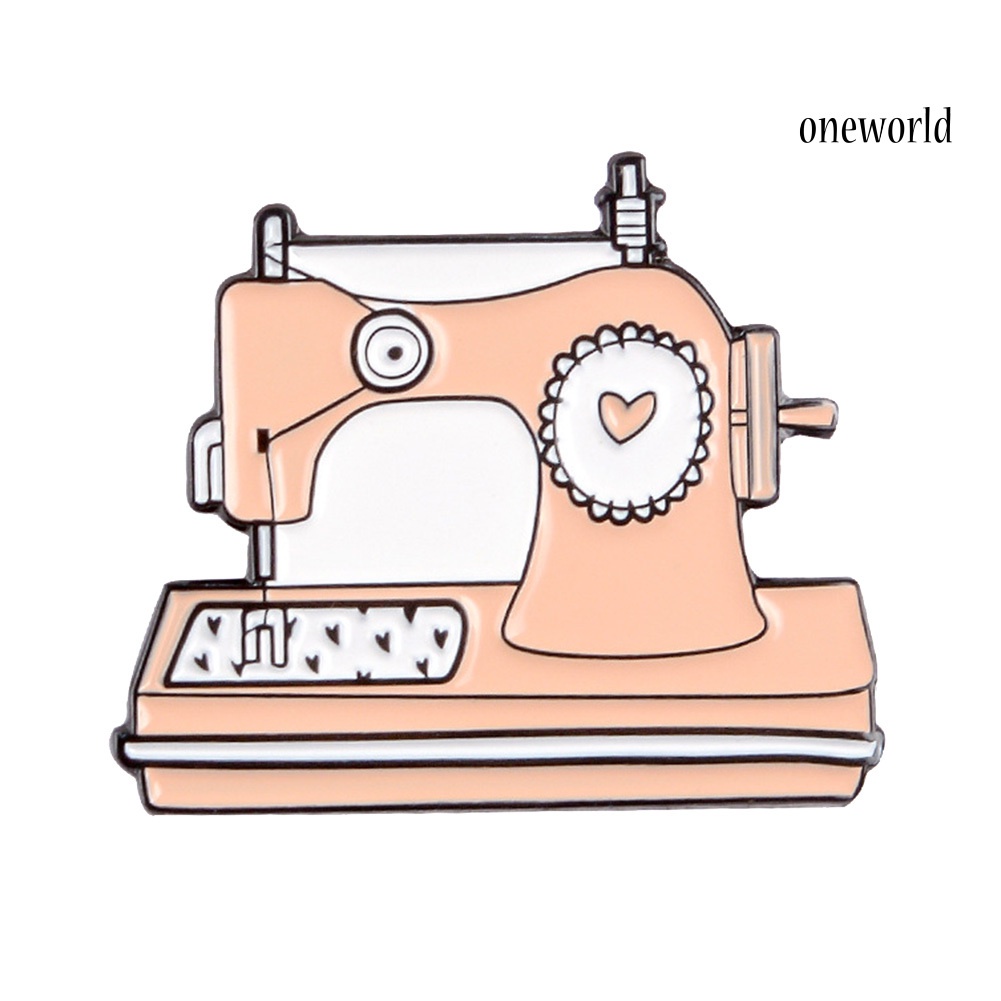 OW@ Cartoon Unisex Sewing Machine Shaped Enamel Brooch Pin Handcraft DIY Badge Gift