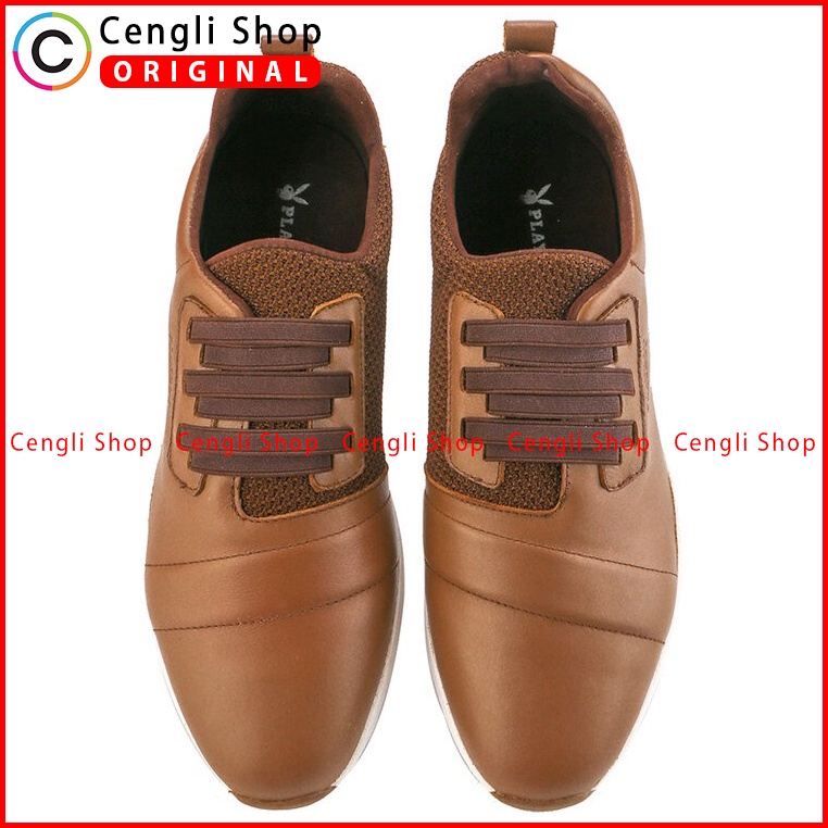 SEPATU PLAYBOY PRIA ORIGINAL SNEAKER CASUAL KULIT ASLI COKLAT PL39