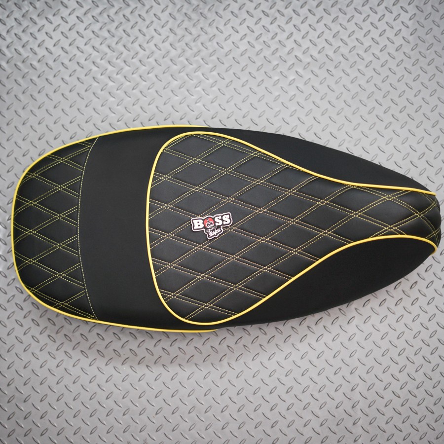 Jok Double Seat Black List Yellow Vespa Sprint Primavera