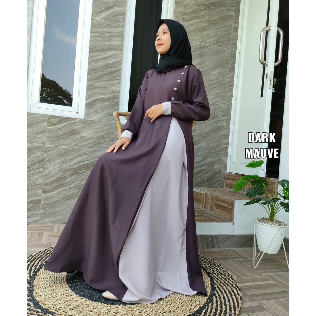 Gamis Syanaz Ity Crepe / Gamis Ity Crepe Kancing / Gamis Ity Crepe Kombinasi Premium