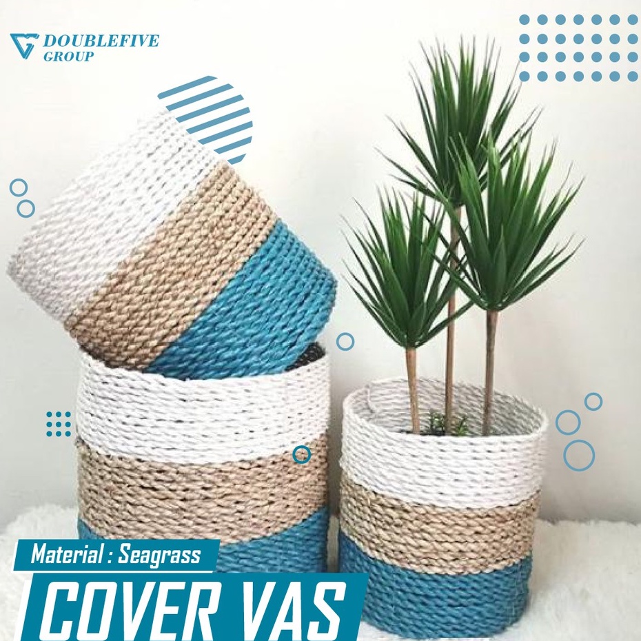 Cover Pot Anyaman Cover Pot Seagrass Cover Pot Bunga Cover Pot Anyam Isi 3 Pcs