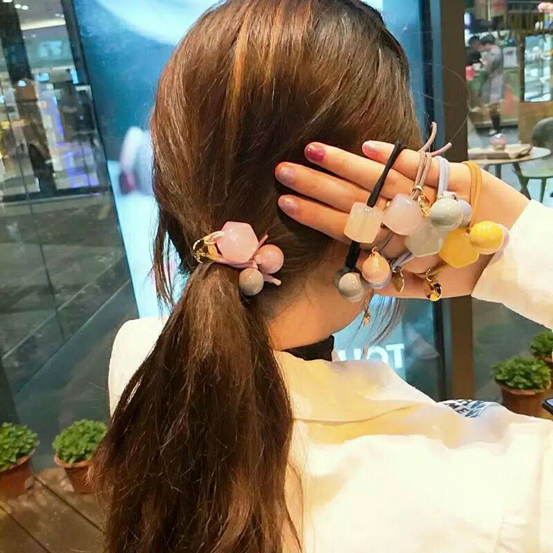 KARET IKAT RAMBUT WANITA KUNCIRAN RAMBUT FASHION KOREA ( HARGA TERTERA UNTUK 3 PCS ) MOTIF RANDOM