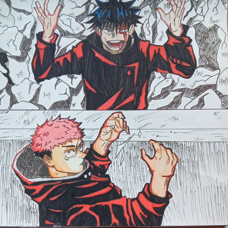 gambaran anime jujutsu kaisen buatan tangan