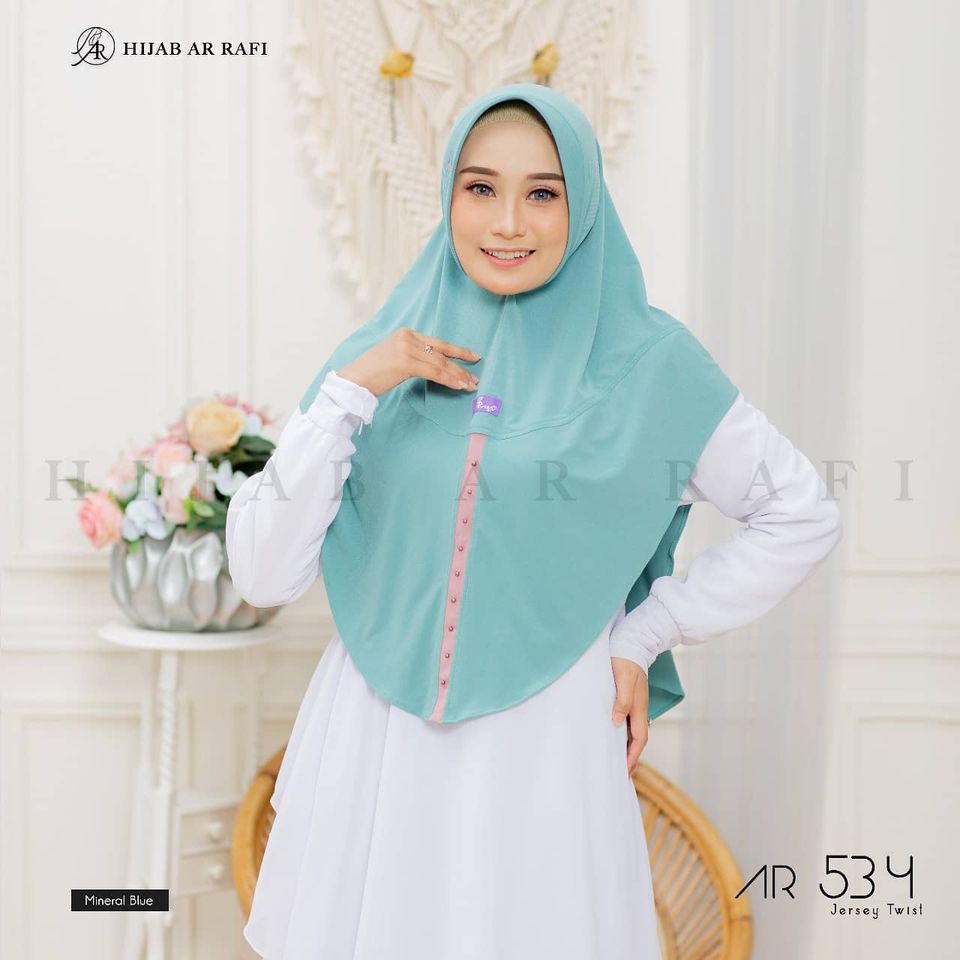 HIJAB ARRAFI AR 534 - HIJAB INSTAN - KERUDUNG ARAFI - KERUDUNG INSTAN - JILBAB INSTAN-mineral blue