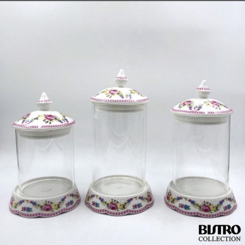 Toples Kaca Lebaran Bistro Austinrose 1833 3 Set Toples Keramik Kaca