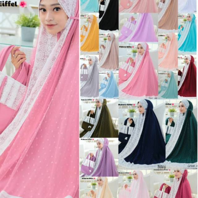 Mukena Eiffel nyaman murah mewah cantik jumbo elegan