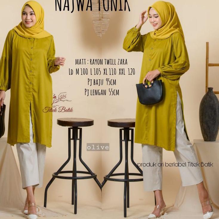 Harga Bersahabat.. Najwa Tunik  Rayon Twill Zara ori Titiek Batik