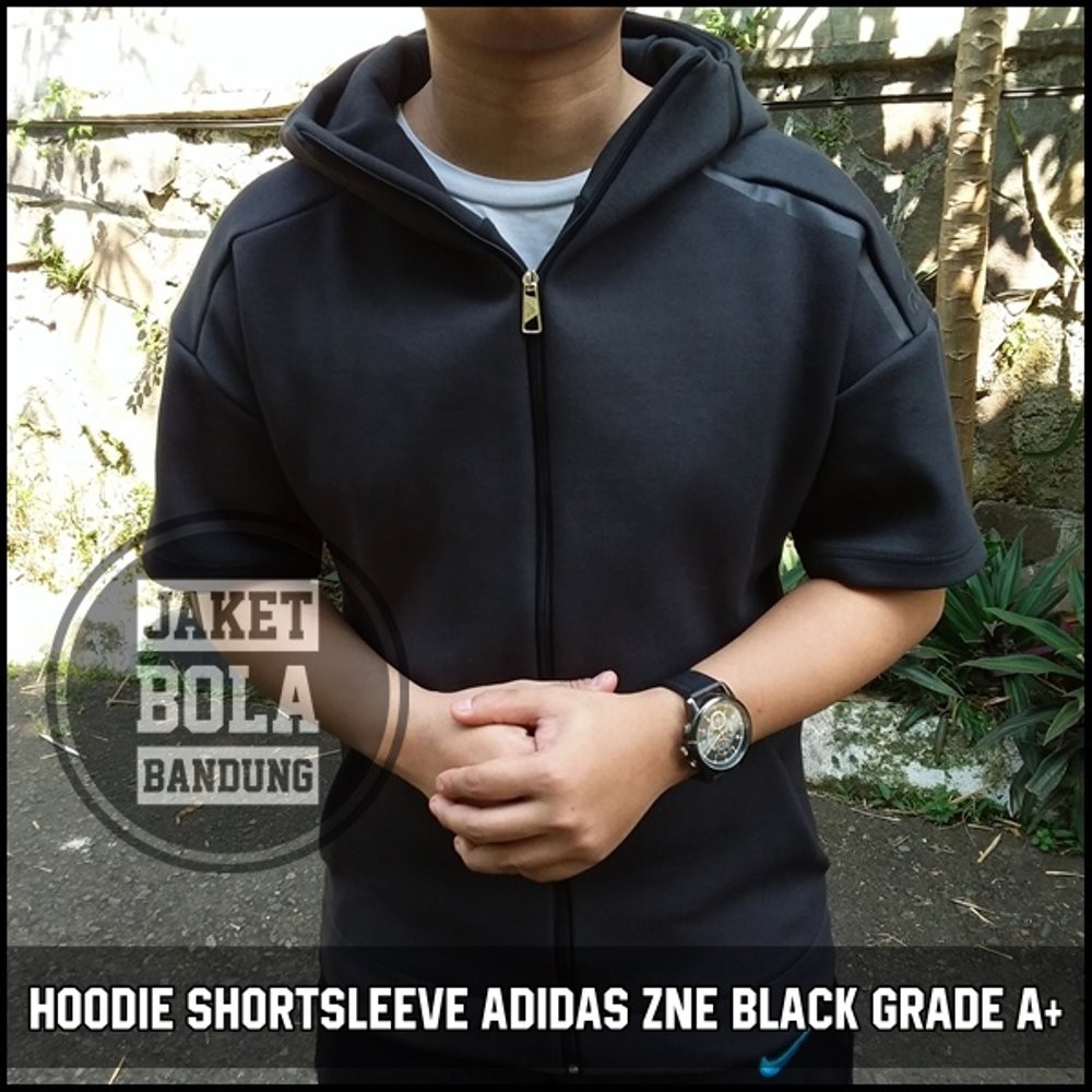 TERKEREN HOODIE SHORTSLEEVE LENGAN PENDEK ADIDAS ZNE BLACK. GRADE A PLUS BAHAN ORIGINAL Jaket Kekin