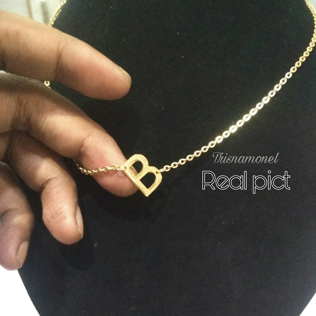 MURAH!!! KALUNG HURUF INISIAL KUNINGAN LAPIS EMAS PREMIUM