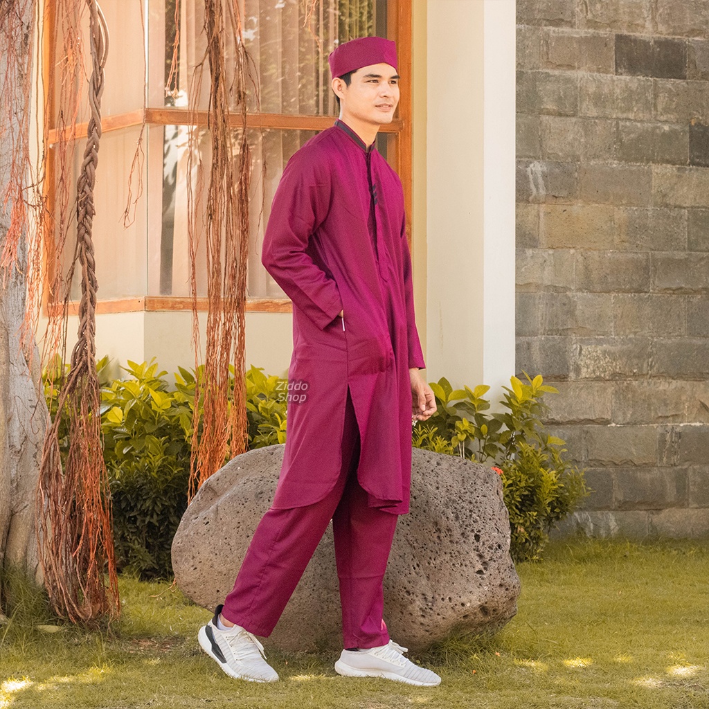 Baju Koko Pria Setelan Muslim Kurta Turki Remaja Dewasa Lengan Panjang PASHA