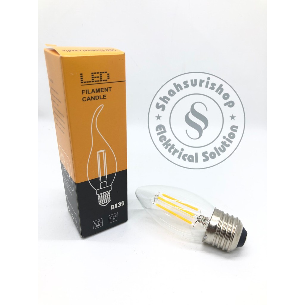 LAMPU LED FILAMENT CANDLE E27 4W 4 W WATT LAMPU HIAS