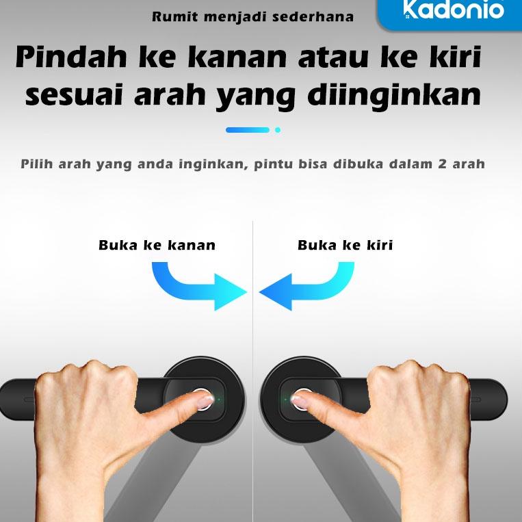 [KODE 9044] KADONIO kunci pintu sidik jari Handle Kunci Pintu Rumah Elektronik Fingerprint Security 