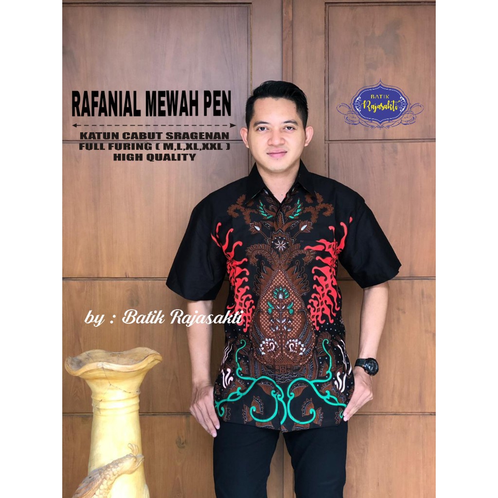 RAFANIAL MERAH  RAJASAKTI KEMEJA BATIK SOLO PRIA LENGAN PENDEK LAPIS FURING ATASAN BATIK PREMIUM MODERN KATUN HALUS BAHUWIRYA  BANAMITRA BANAMITRA PUTIH BANGSAWAN BAYU PUTRA BERLIAN BIRU BHARATAYUDA BIMASENA BIRENDRA BIRU INDAH BRAHMAKERTA BRAHMAKERTA