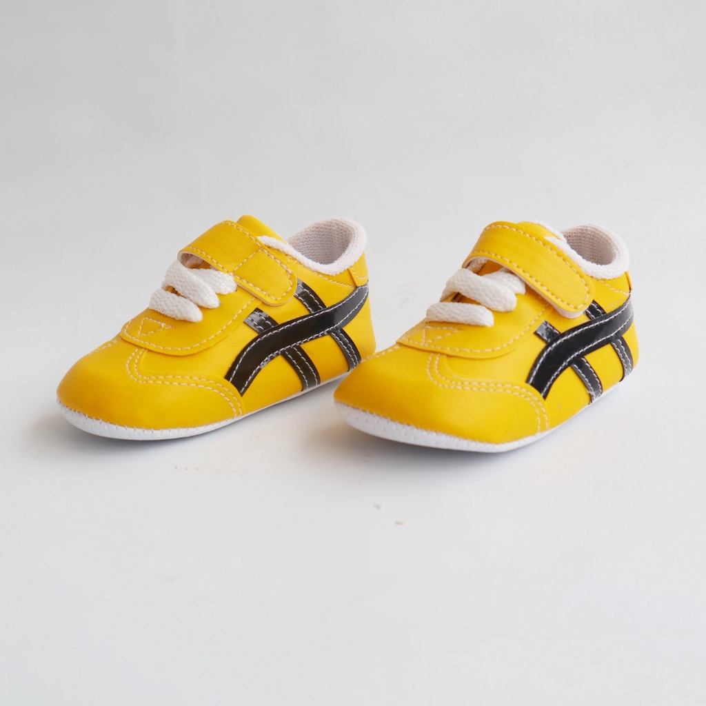 Nuna Store Sepatu Anak Bayi Laki - laki 0 - 12 Bulan Bahan Kanvas kain Motif Sepatu stripe