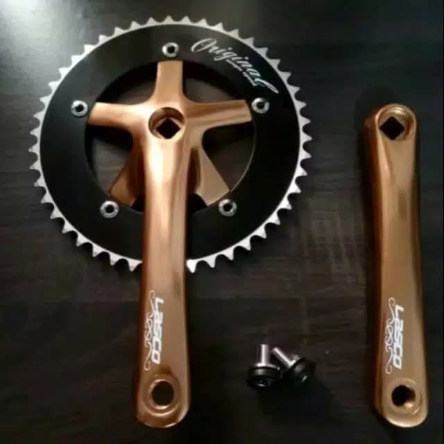 Crank Gear Lasco Sepeda Lipat Fixie Warna hitam Coklat