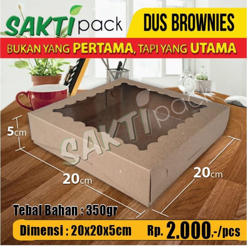 

Dus Brownies / Dus Kue , uk. 20 x 20 x 5 cm. bahan Kraft 350 dengan lapisan plastik
