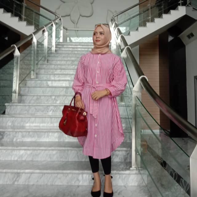 Tunik Katun Motif Garis vertikal